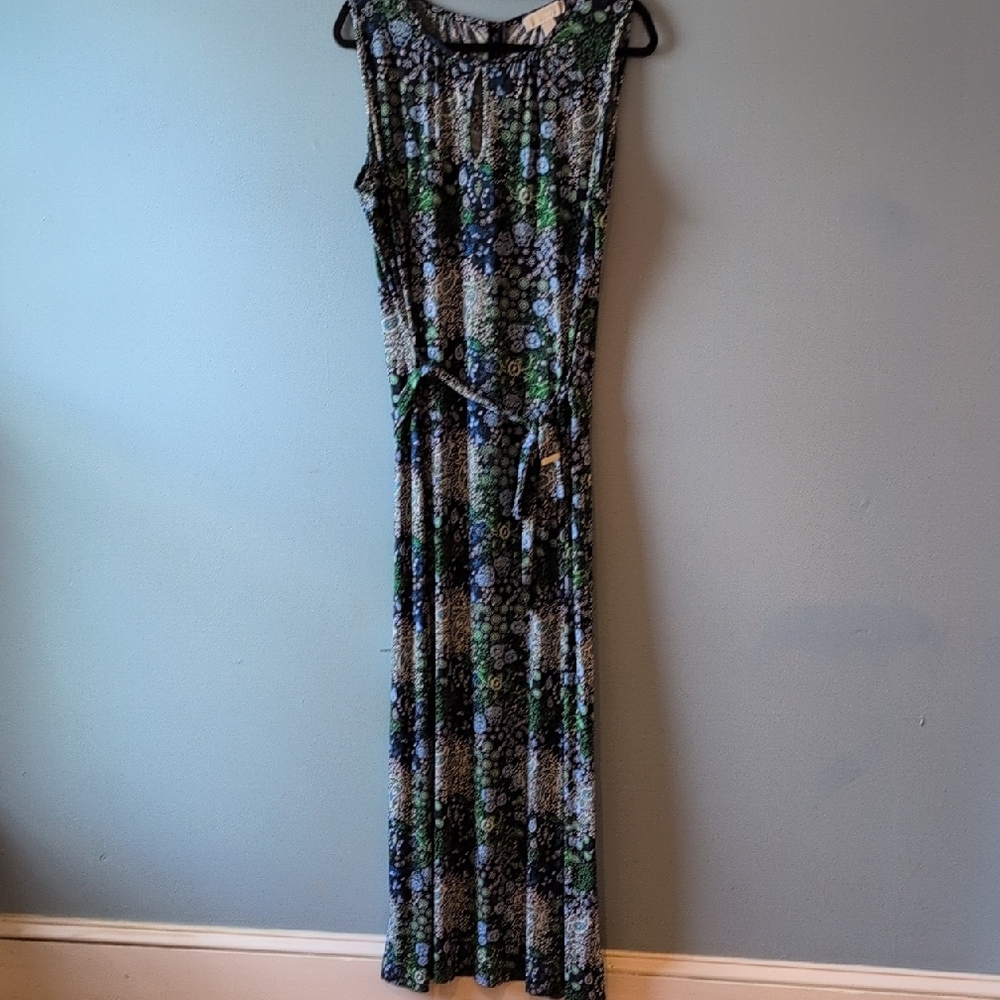 Michael Kors Blue and Green Patterned Maxi Dress